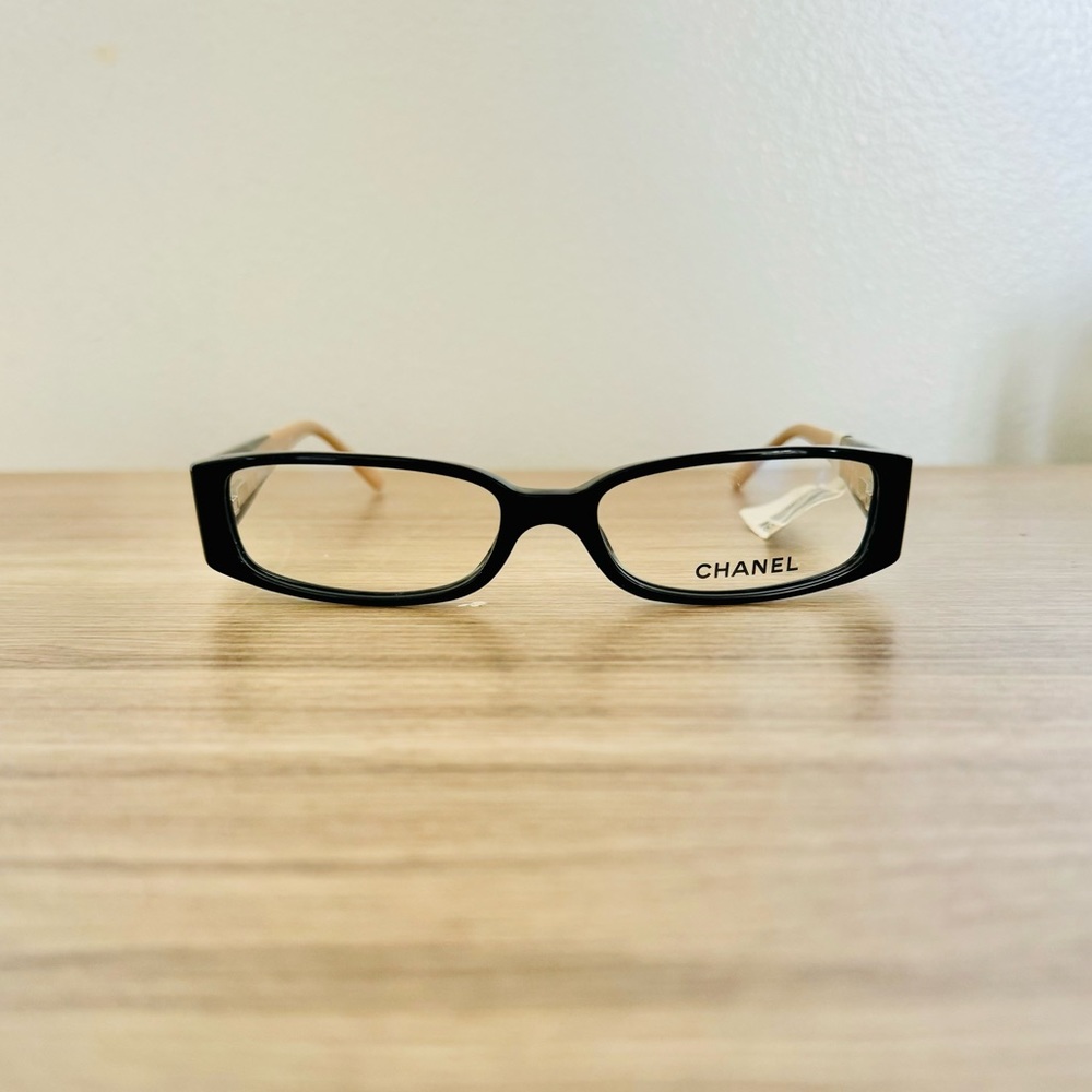 Very Rare Authentic Chanel 3122 c.943 53mm Black Beige Glasses Frames Italy